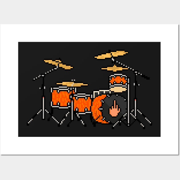 Pixel Orange 1-Up Drums Wall Art by gkillerb